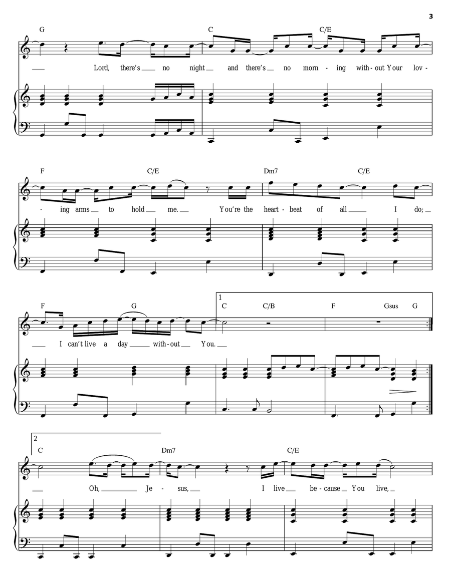 Can't Live A Day Piano, Vocal scores gallery preview page 3