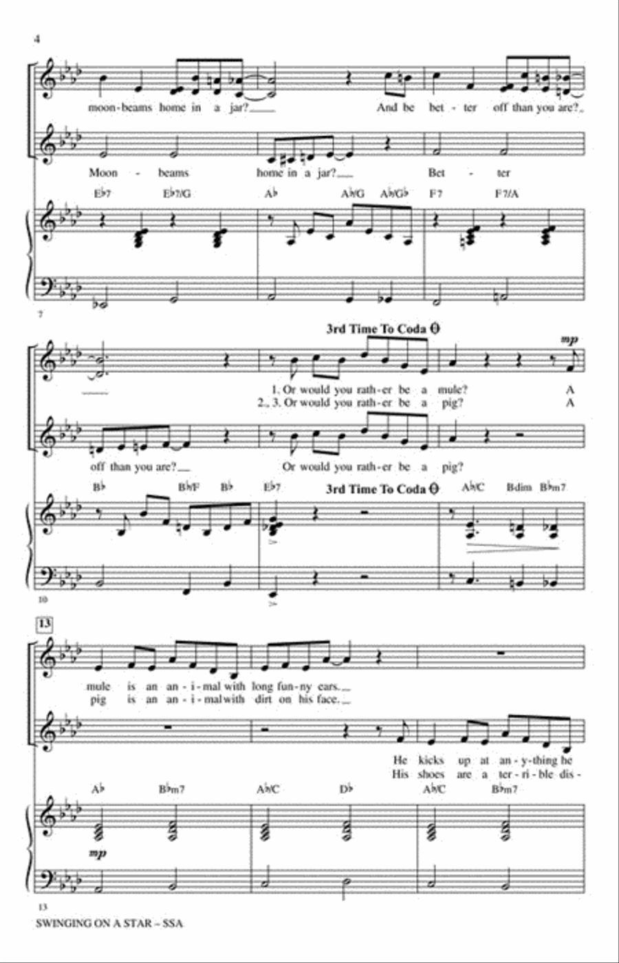 Swinging On a Star SSA scores gallery preview page 3