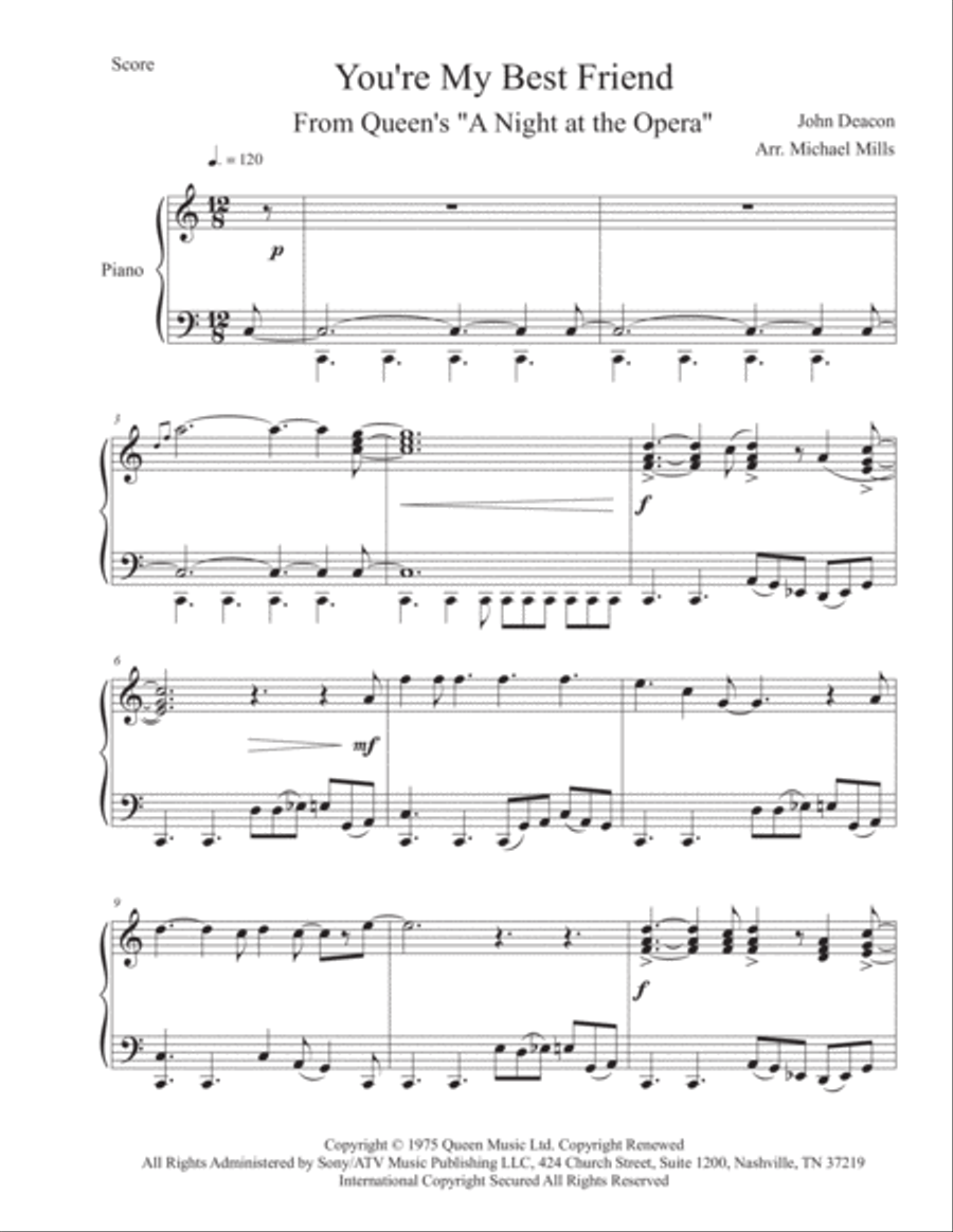 You're My Best Friend Piano Solo scores gallery preview page 1