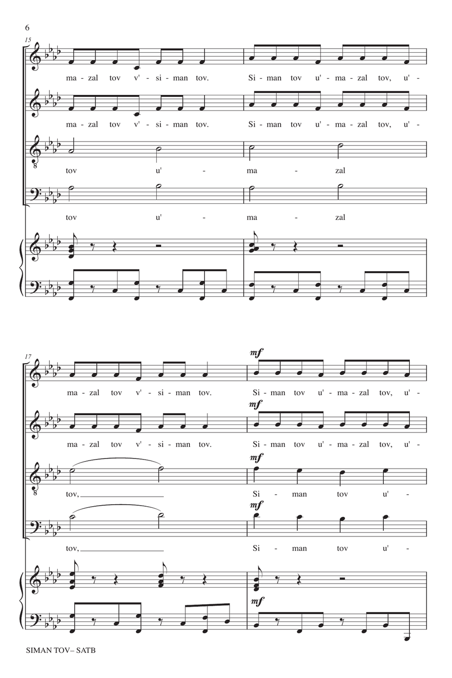Siman Tov (A Good Sign) 4-Part scores gallery preview page 4