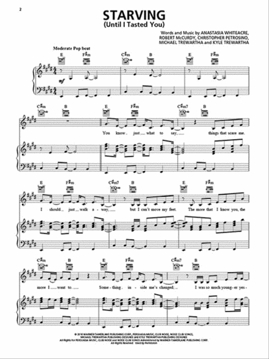 Starving (Until I Tasted You) Piano, Vocal, Guitar scores gallery preview page 2