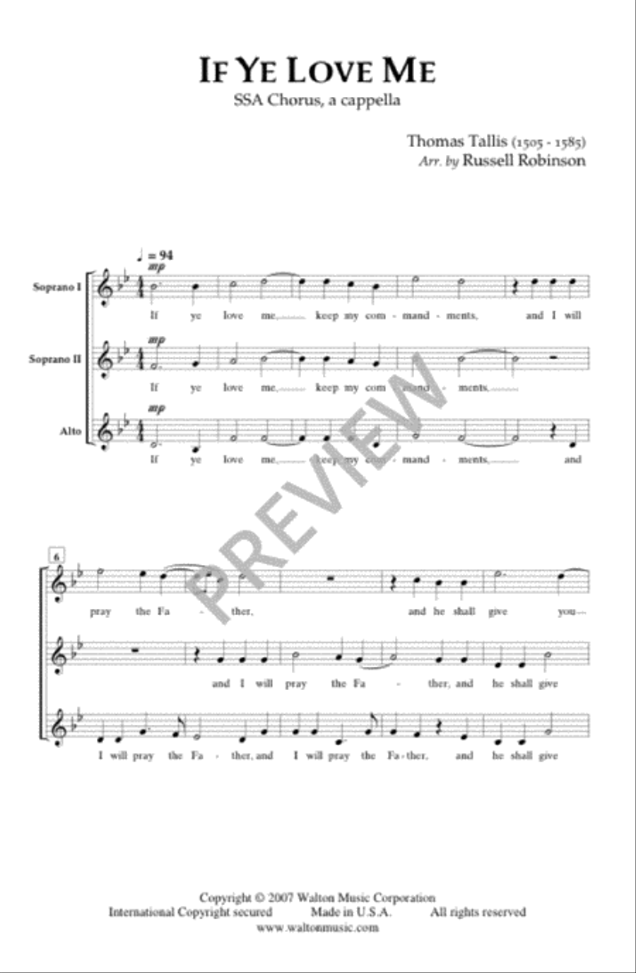 If Ye Love Me (SSA) If Ye Love Me (SSA) SSA scores gallery preview page 2