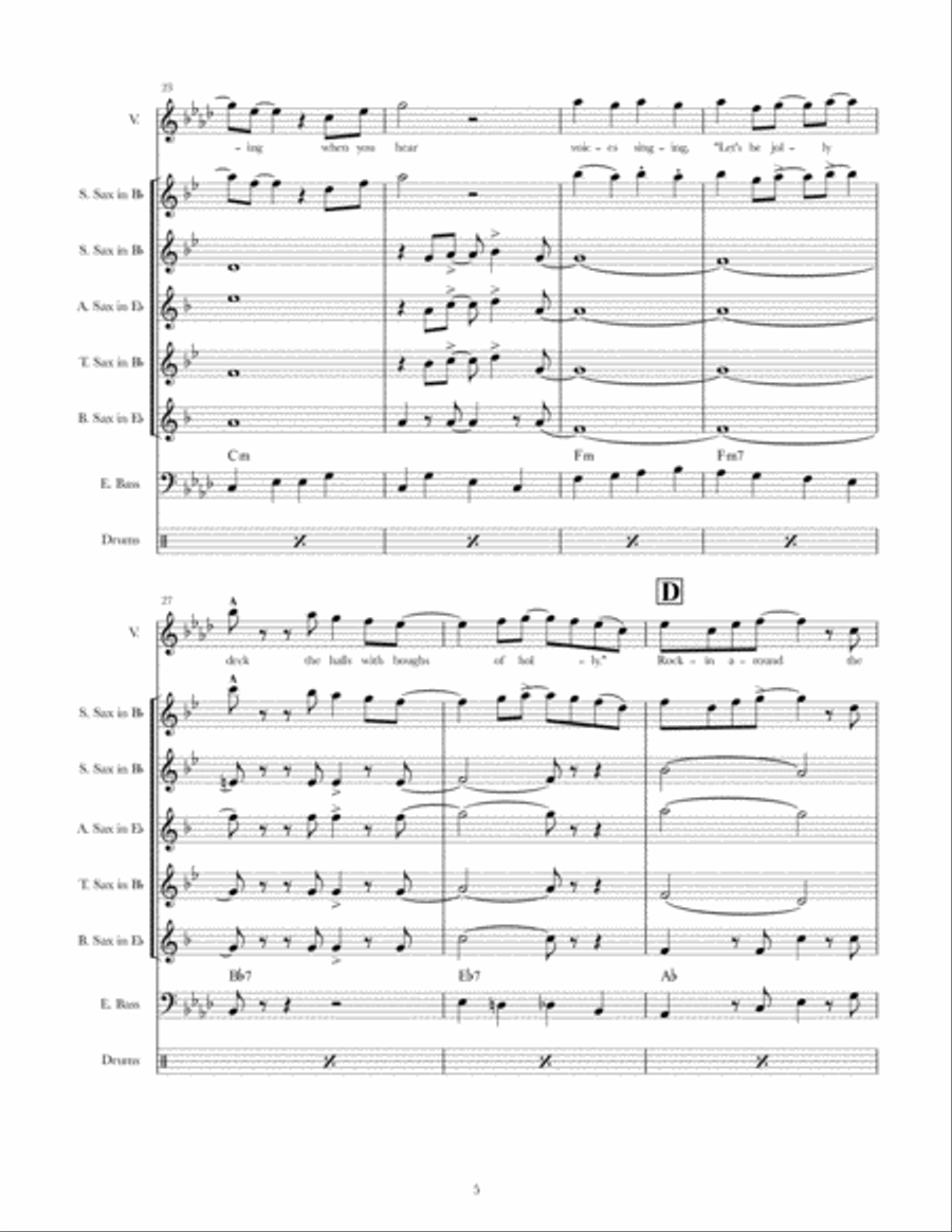 Rockin' Around The Christmas Tree Saxophone Quartet scores gallery preview page 5