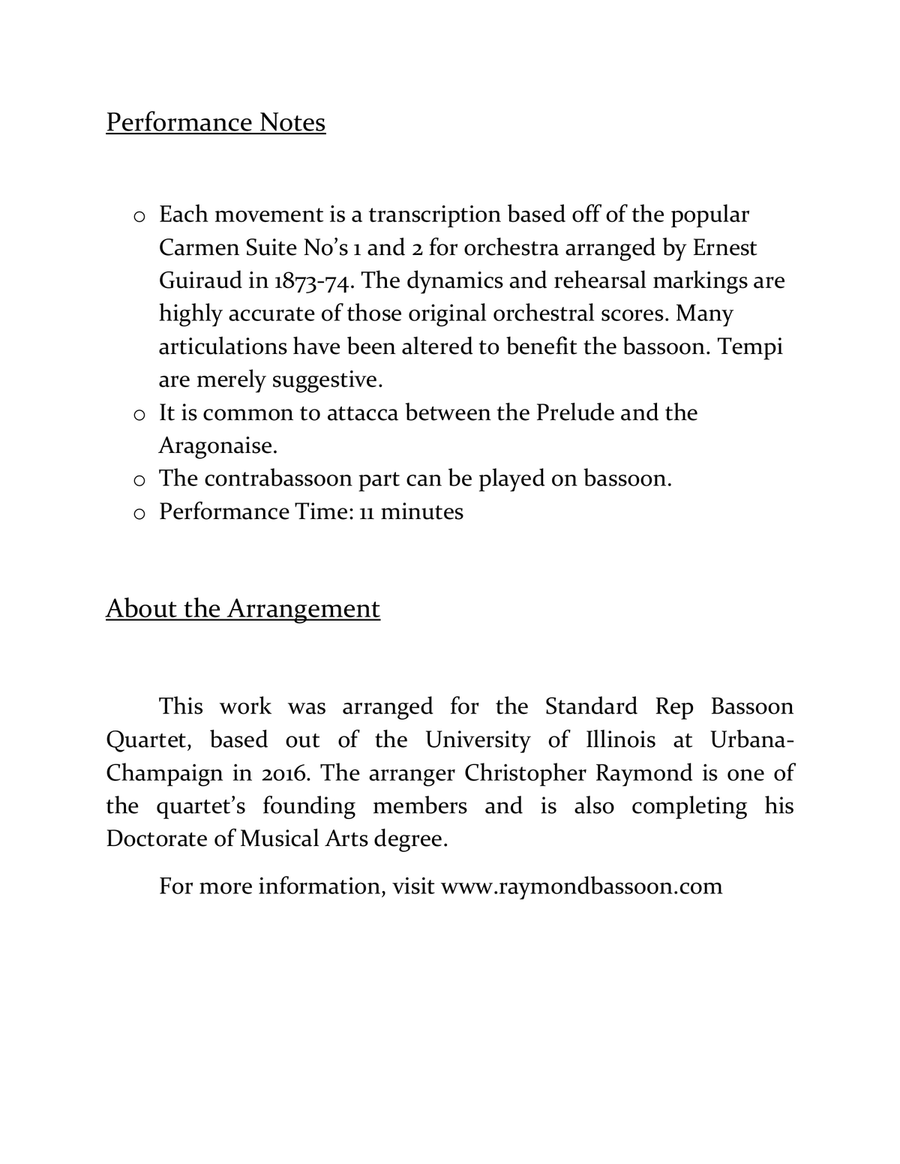 Carmen Suite - for bassoon quartet Woodwind Quartet scores gallery preview page 2