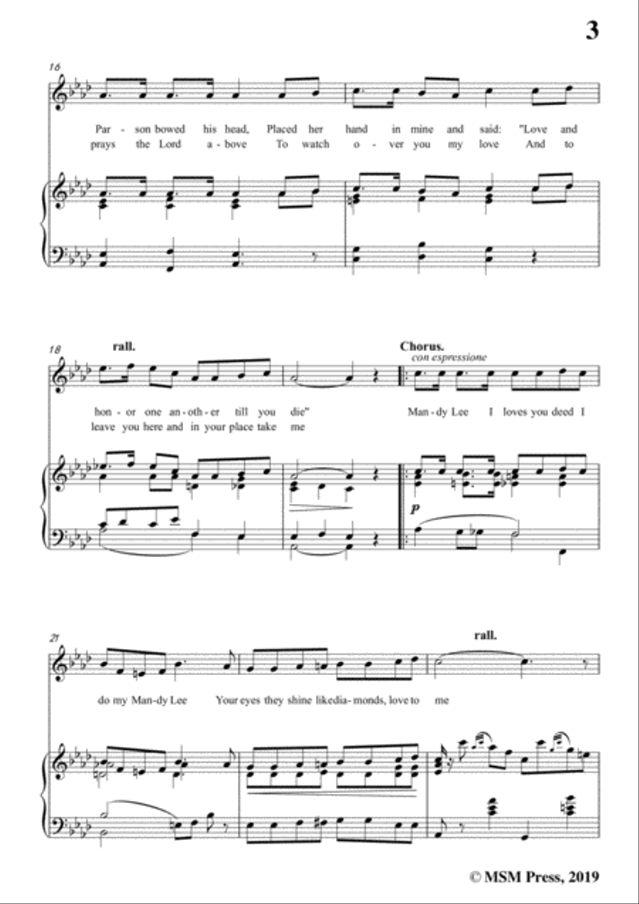 Thurland Chattaway-Mandy Lee,in A flat Major,for Voice and Piano Voice Solo scores gallery preview page 5