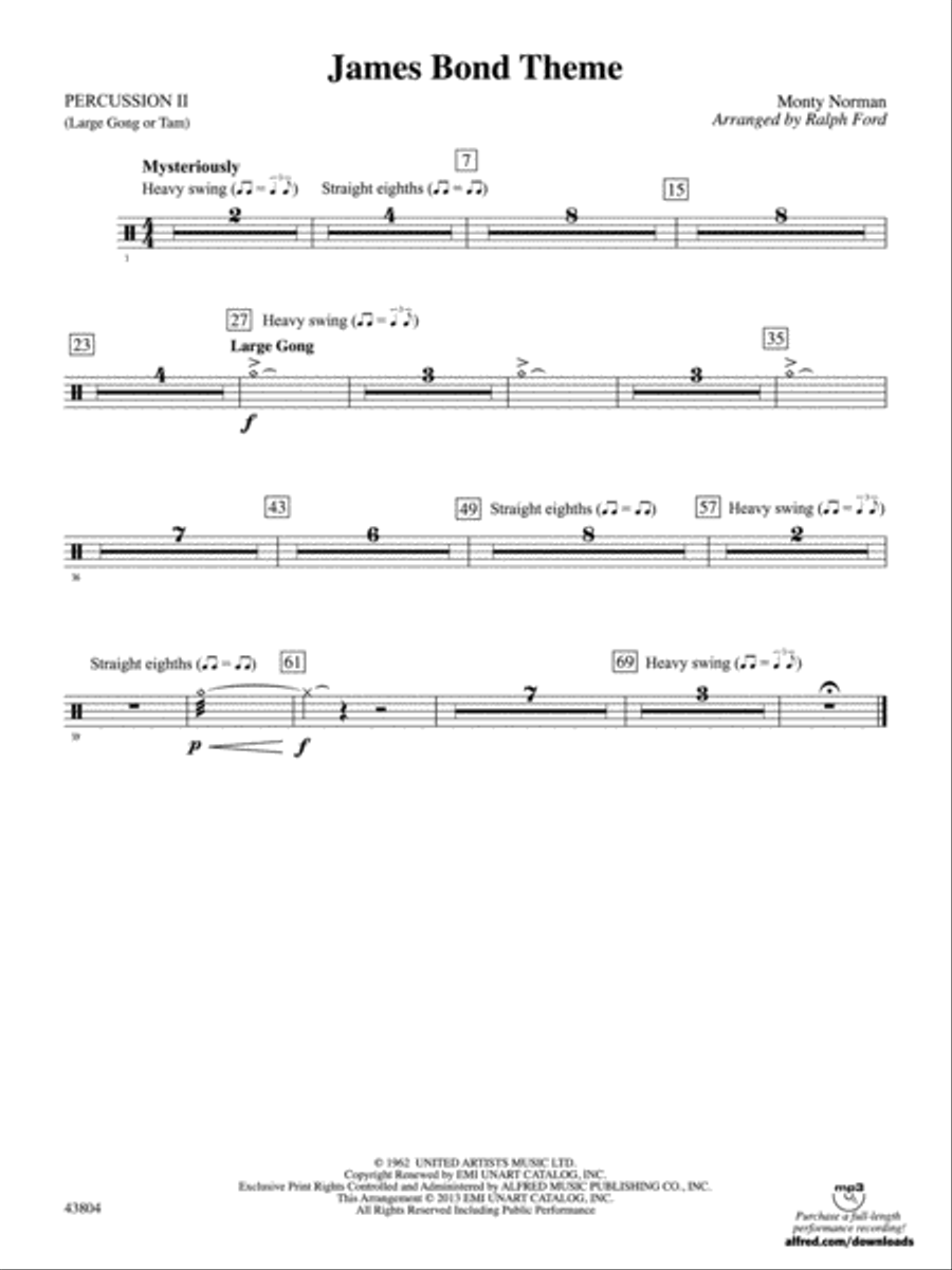 James Bond Theme: 2nd Percussion Full Orchestra scores gallery preview page 1