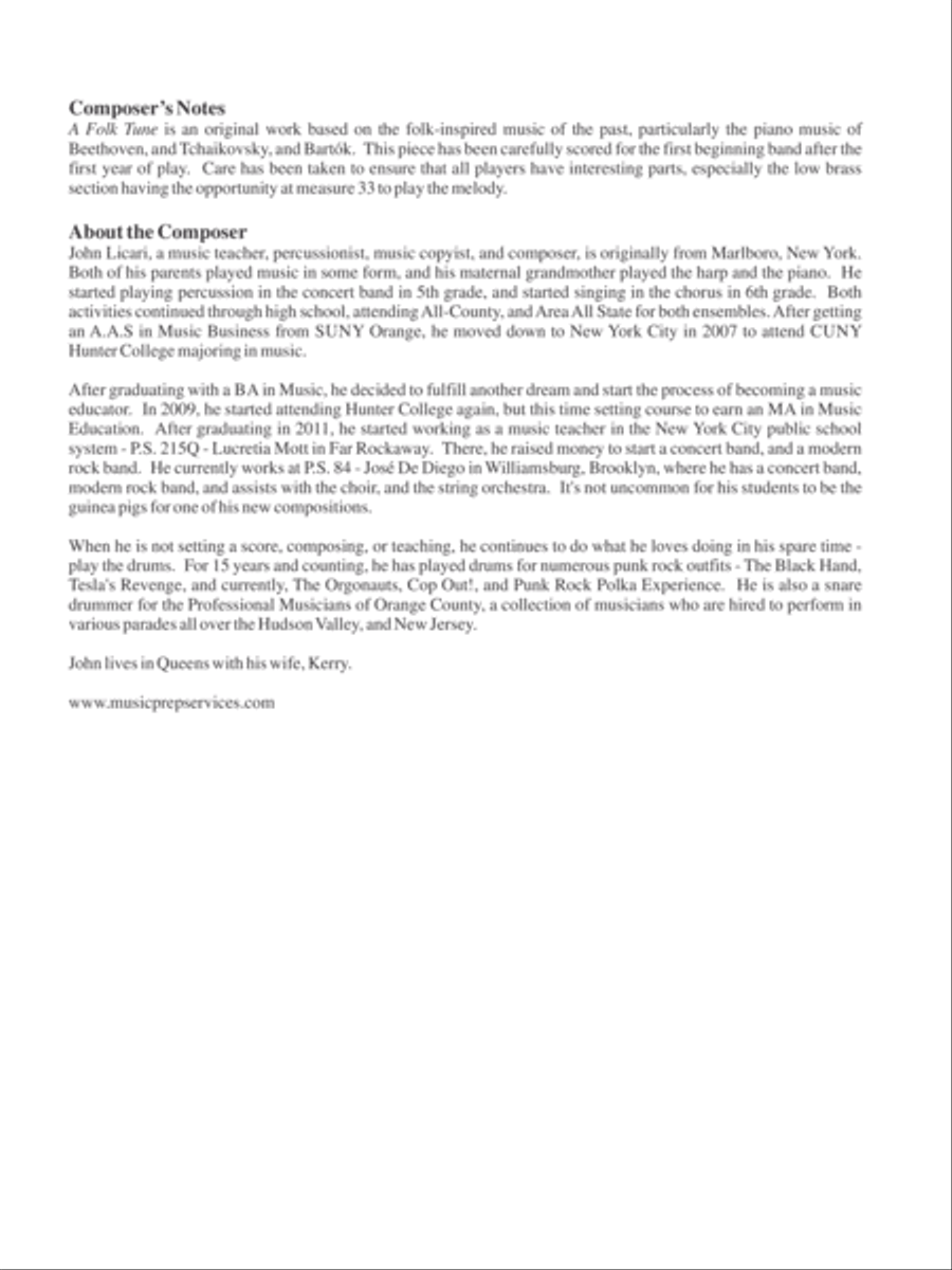 A Folk Tune Concert Band scores gallery preview page 2