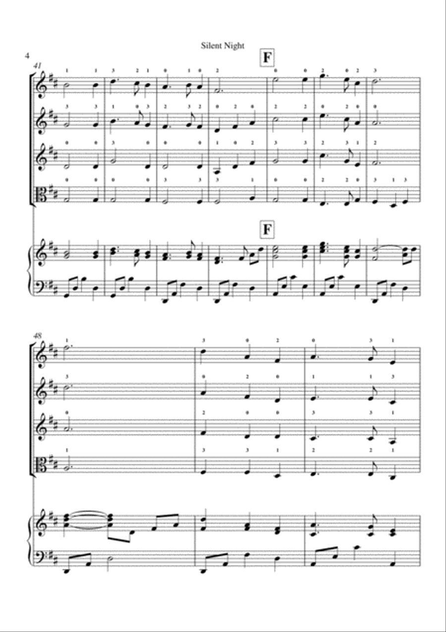 Silent Night-Beginning Violin Ensemble (optional Viola) String Duet scores gallery preview page 5