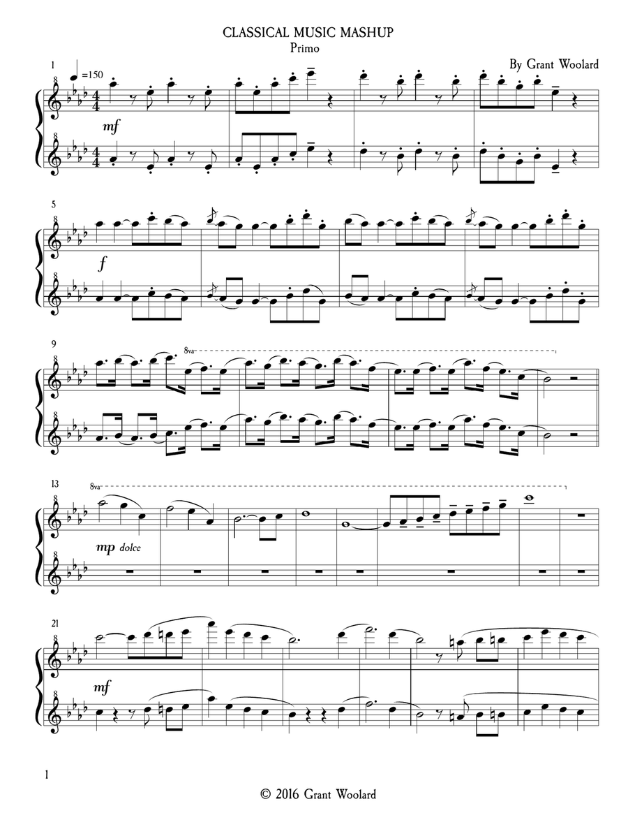 Classical Music Mashup (1 Piano, 6 Hands) 1 Piano, 4-Hands scores gallery preview page 2