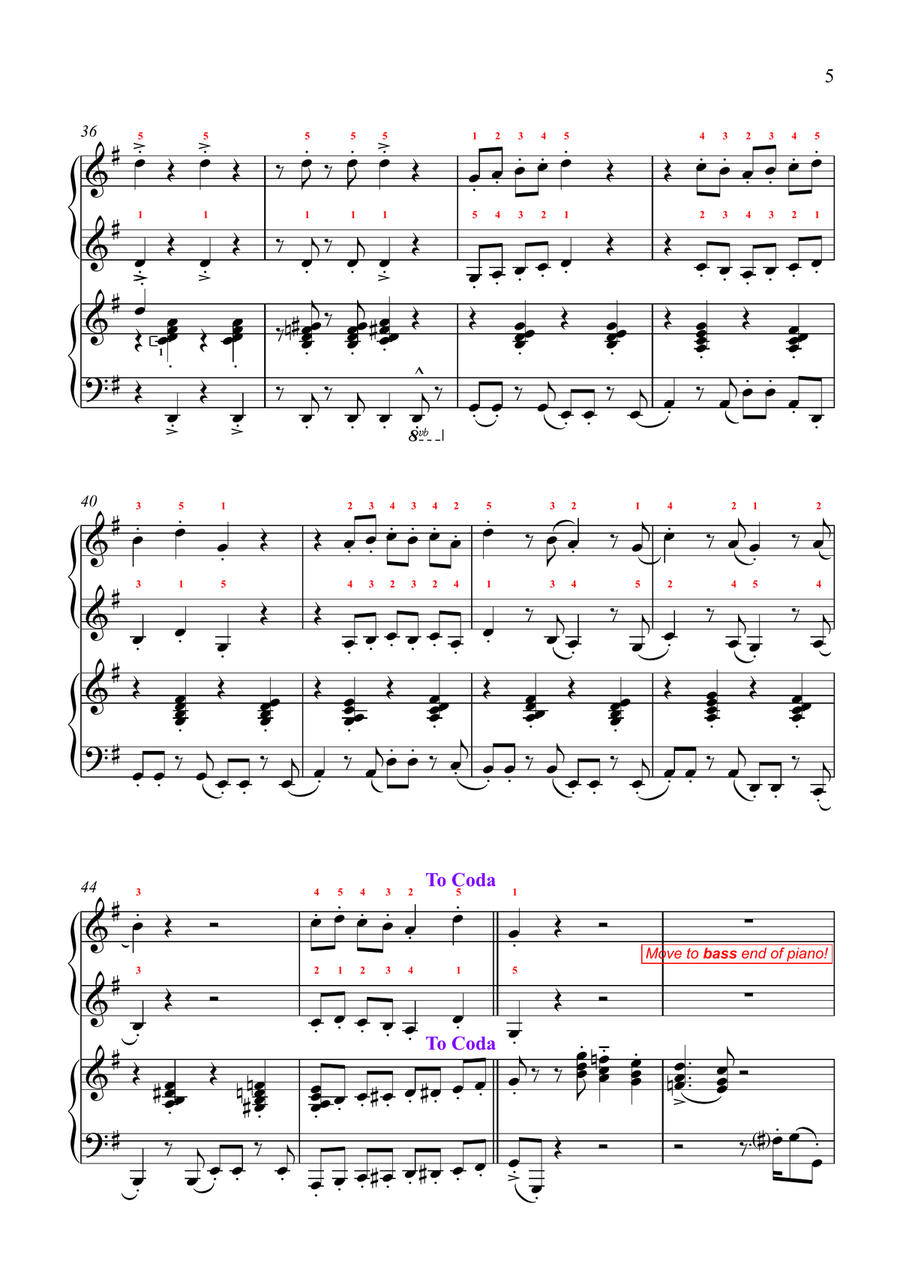 Five-Finger Foxtrot (Piano Duet - Four Hands) Piano Method scores gallery preview page 5