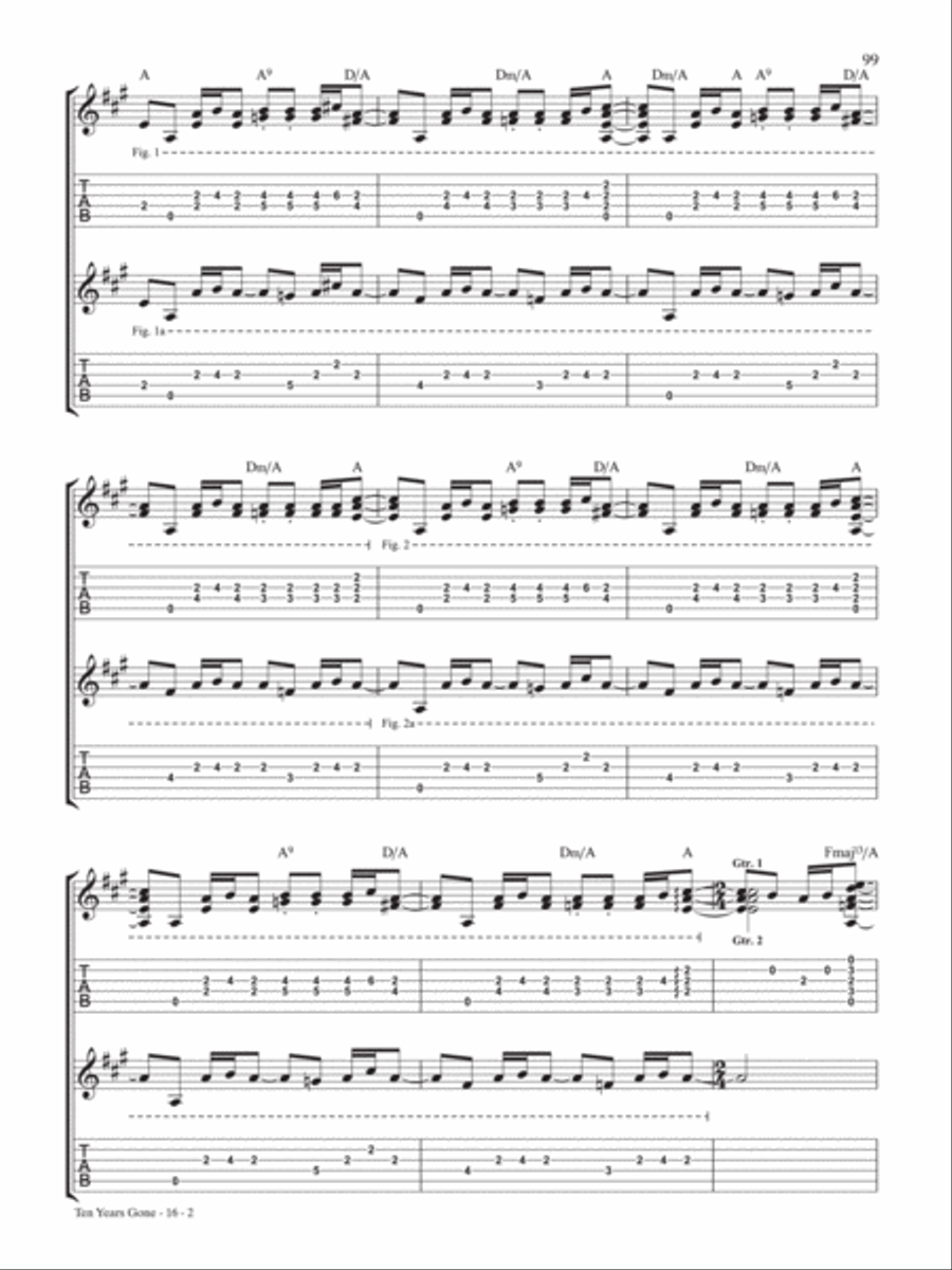 Ten Years Gone Guitar Tablature scores gallery preview page 2