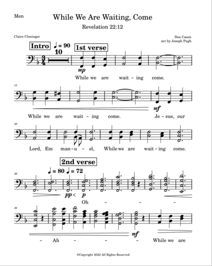 While We Are Waiting, Come 4-Part scores gallery preview page 4