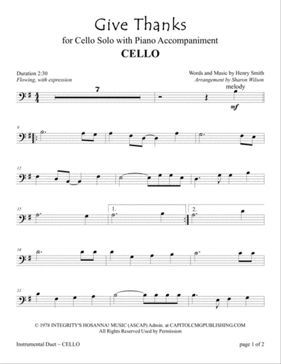Give Thanks Piano scores gallery preview page 1