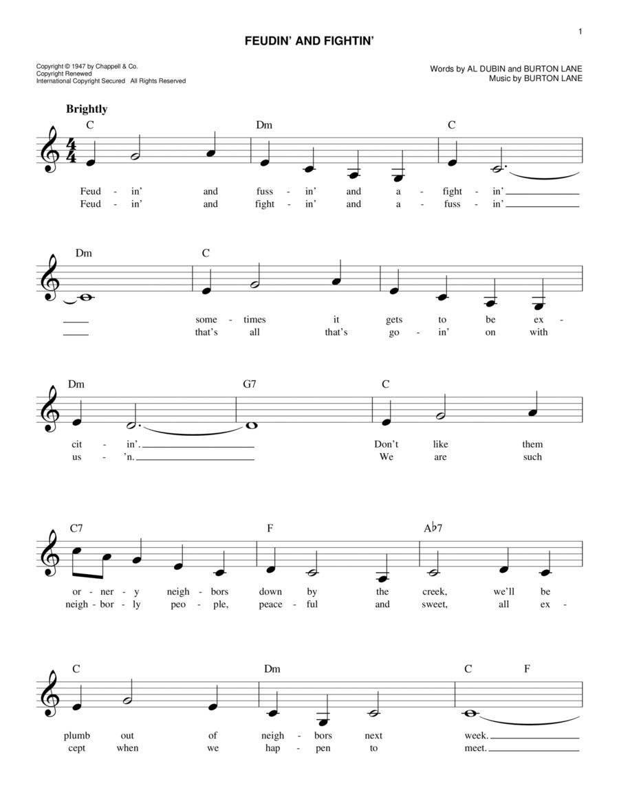 Feudin' And Fightin' Feudin' And Fightin' Piano scores gallery preview page 1