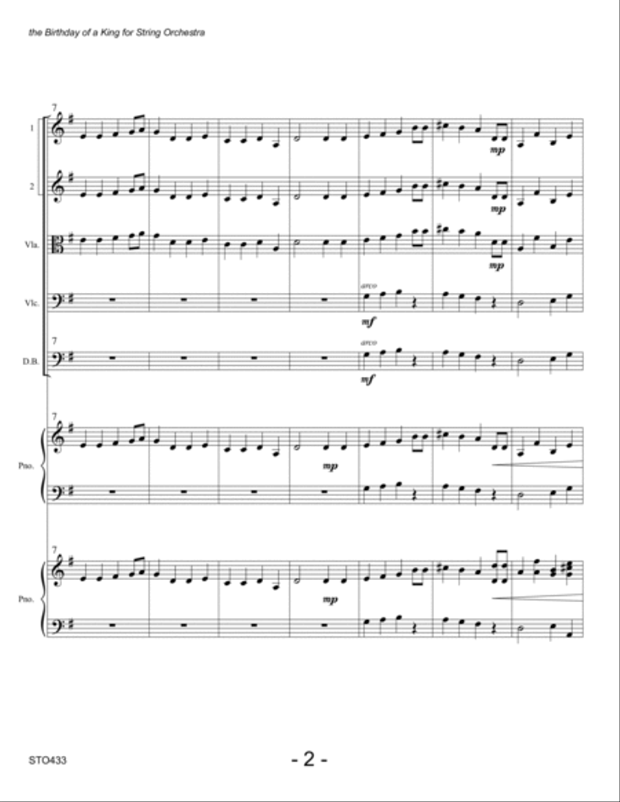 THE BIRTHDAY OF A KING - STRING ORCHESTRA with optional Piano String Orchestra scores gallery preview page 2