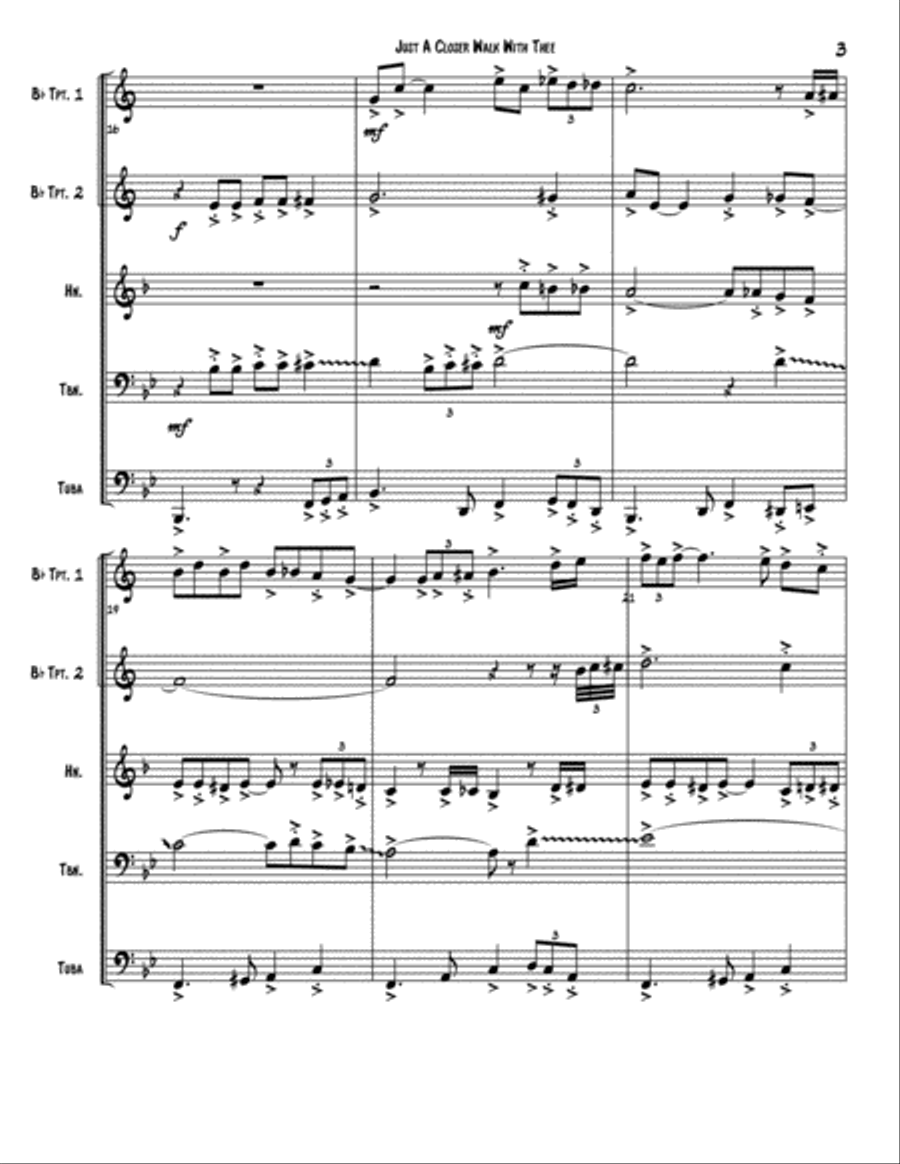 Just a Closer Walk with Thee Brass Ensemble scores gallery preview page 3