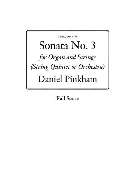 Sonata No. 3 For Organ & Strings (Full Score)