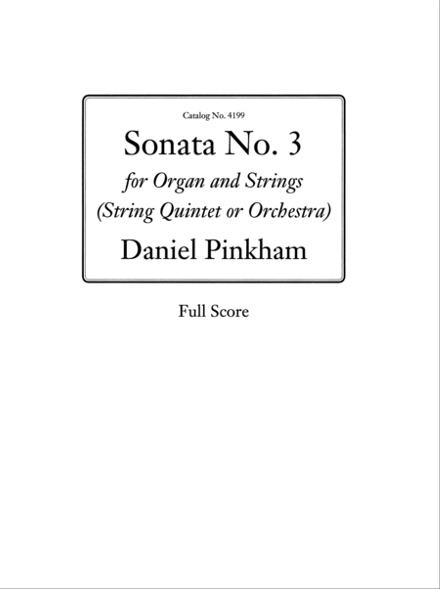 Sonata No. 3 For Organ & Strings (Full Score)