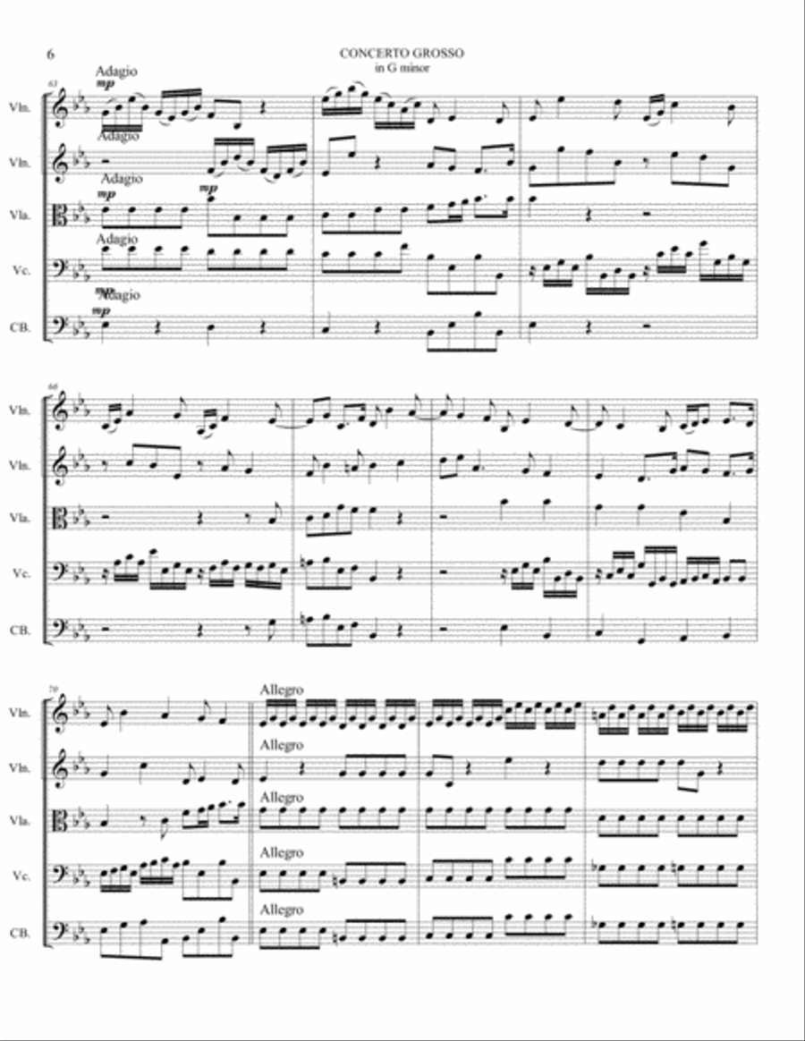 CHRISTMAS CONCERTO - Op. 6 N. 8 - Arr. for String Quintet - With parts String Orchestra scores gallery preview page 6