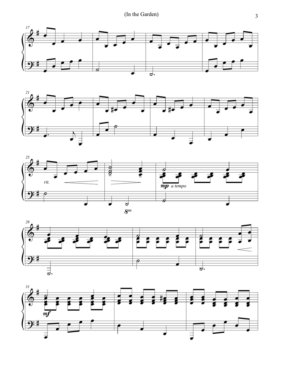 In the Garden (Piano Hymn Arrangement) Piano Solo scores gallery preview page 3