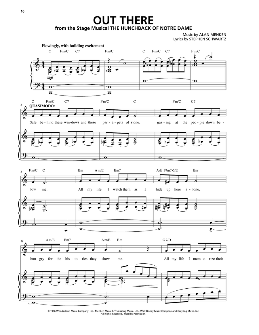 Out There (from The Hunchback Of Notre Dame: A New Musical) Voice Solo scores gallery preview page 1