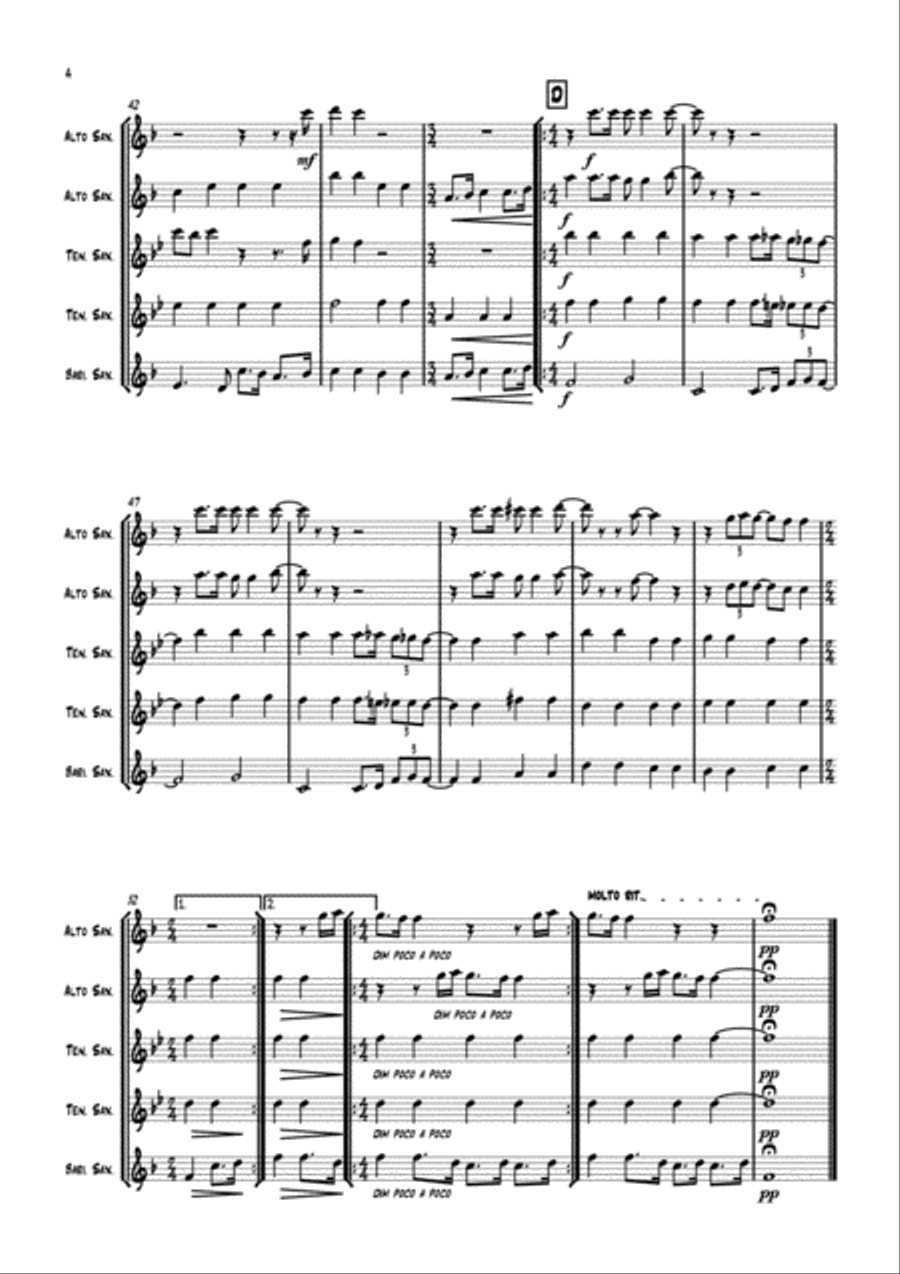 All You Need Is Love Saxophone Quintet scores gallery preview page 4