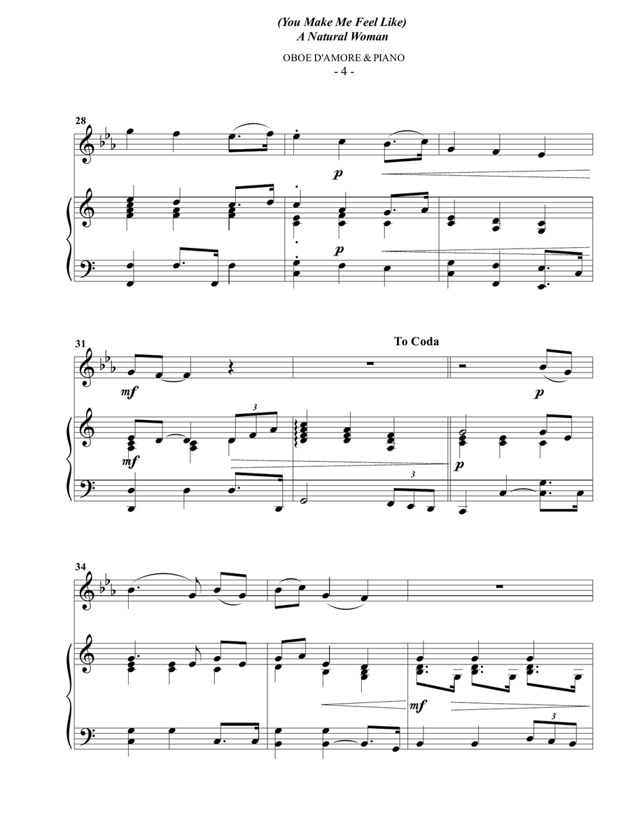 (You Make Me Feel Like) A Natural Woman Oboe scores gallery preview page 4