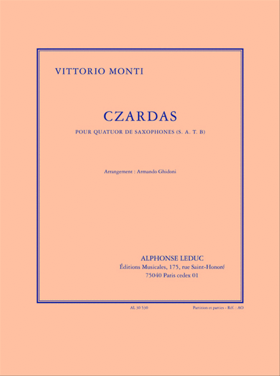 Czardas (5'30'') Arrangement De A. Ghidoni Pour 4 Saxophones (s.a.t.b.) (partiti