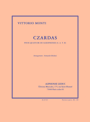 Czardas (5'30'') Arrangement De A. Ghidoni Pour 4 Saxophones (s.a.t.b.) (partiti