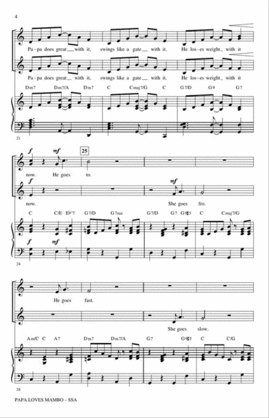 Papa Loves Mambo SSA scores gallery preview page 5