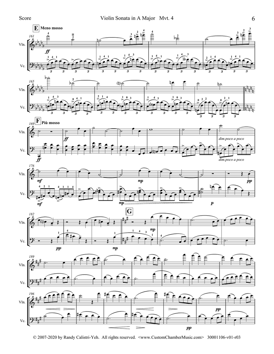 Franck Violin Sonata, Mvt. IV (violin/cello duet) String Duet scores gallery preview page 6