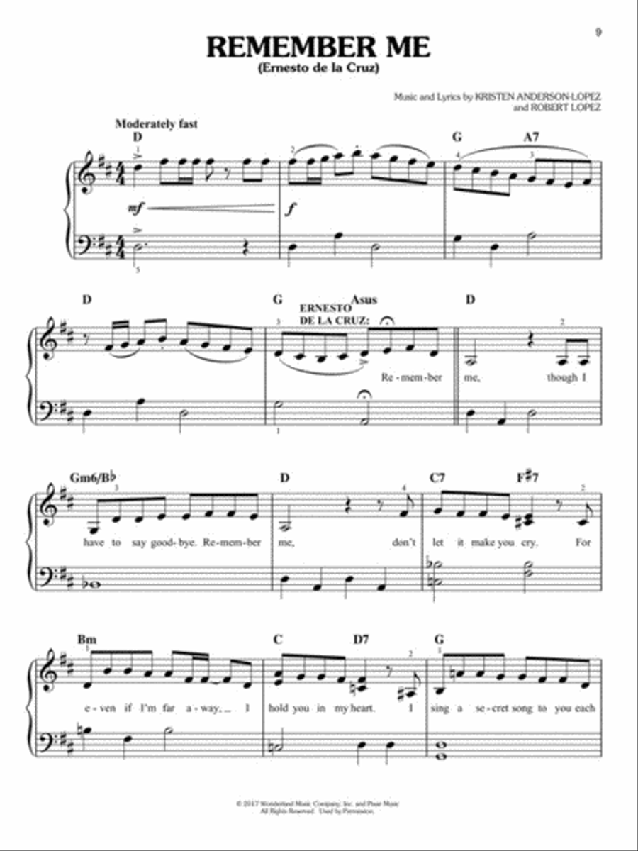 Disney/Pixar's Coco Piano, Vocal, Guitar scores gallery preview page 4
