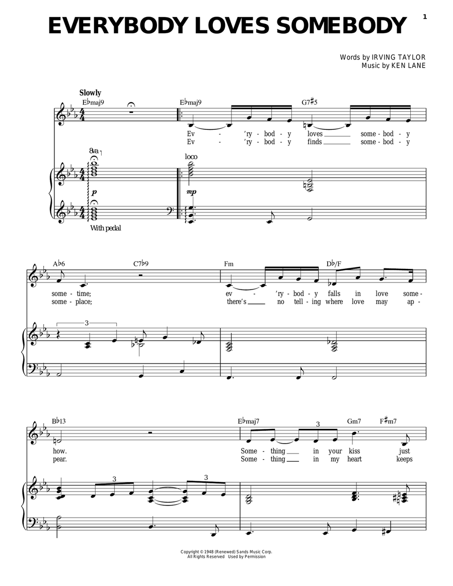 Everybody Loves Somebody Piano, Vocal scores gallery preview page 1