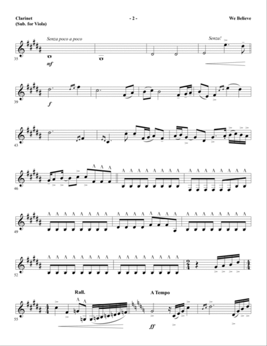 We Believe (arr. Heather Sorenson) - Clarinet (sub Viola) Choir scores gallery preview page 2