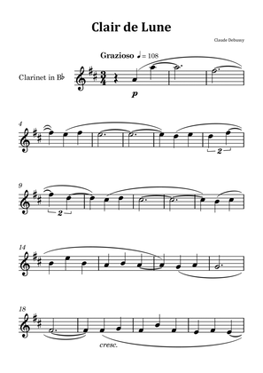 Clair de Lune by Debussy - Clarinet Solo