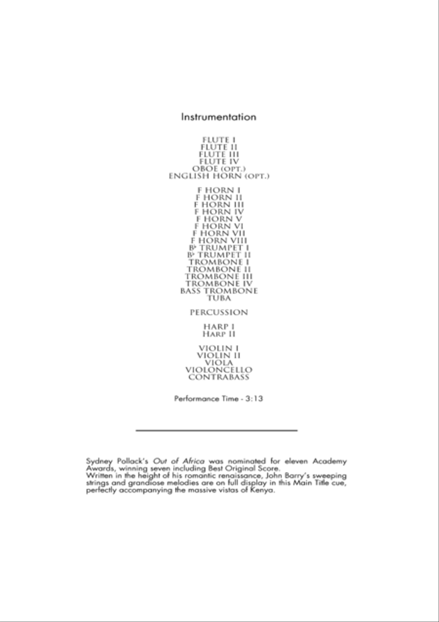 I Had A Farm In Africa (main Title) Full Orchestra scores gallery preview page 2