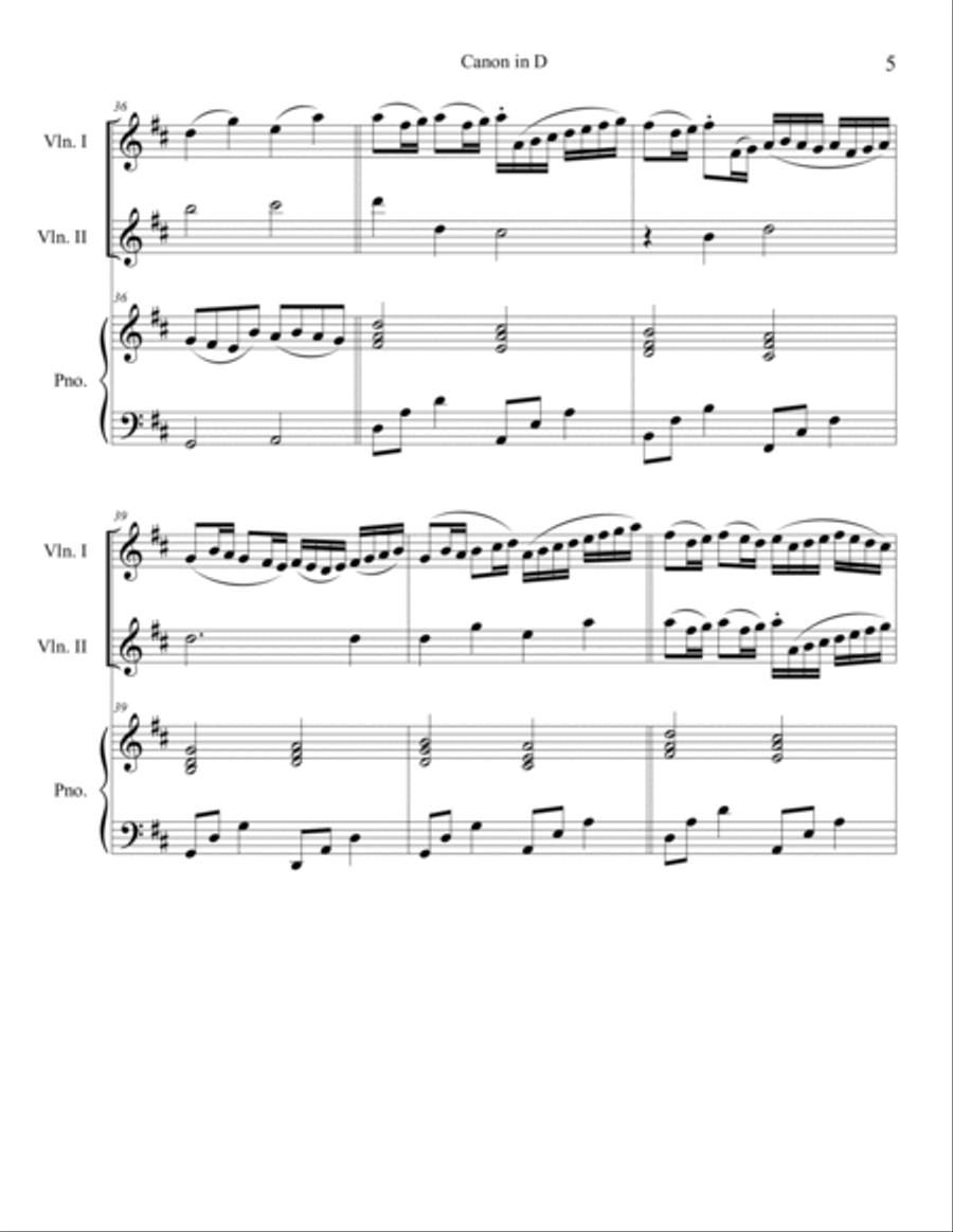 Canon in D for 2 Violins and Piano String Duet scores gallery preview page 5