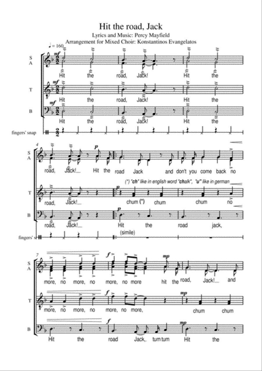 Hit The Road Jack 4-Part scores gallery preview page 2