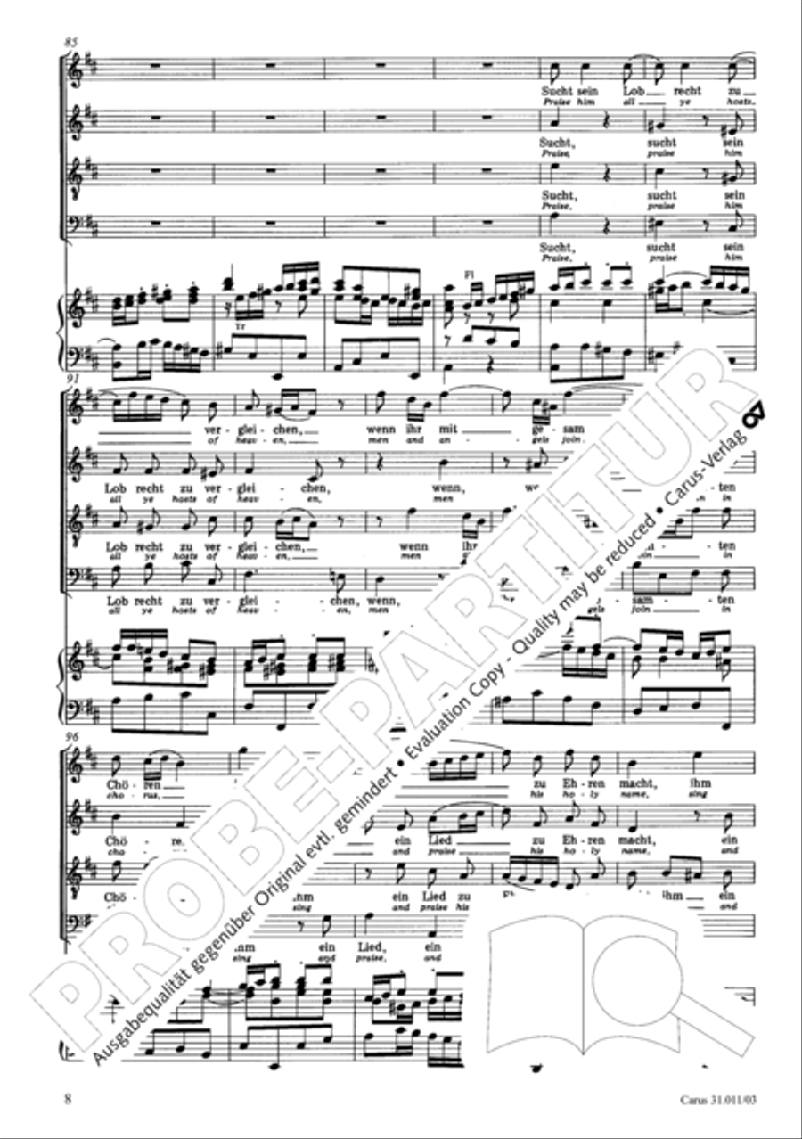 Lobet Gott in seinen Reichen (Himmelfahrtsoratorium) 4-Part scores gallery preview page 9