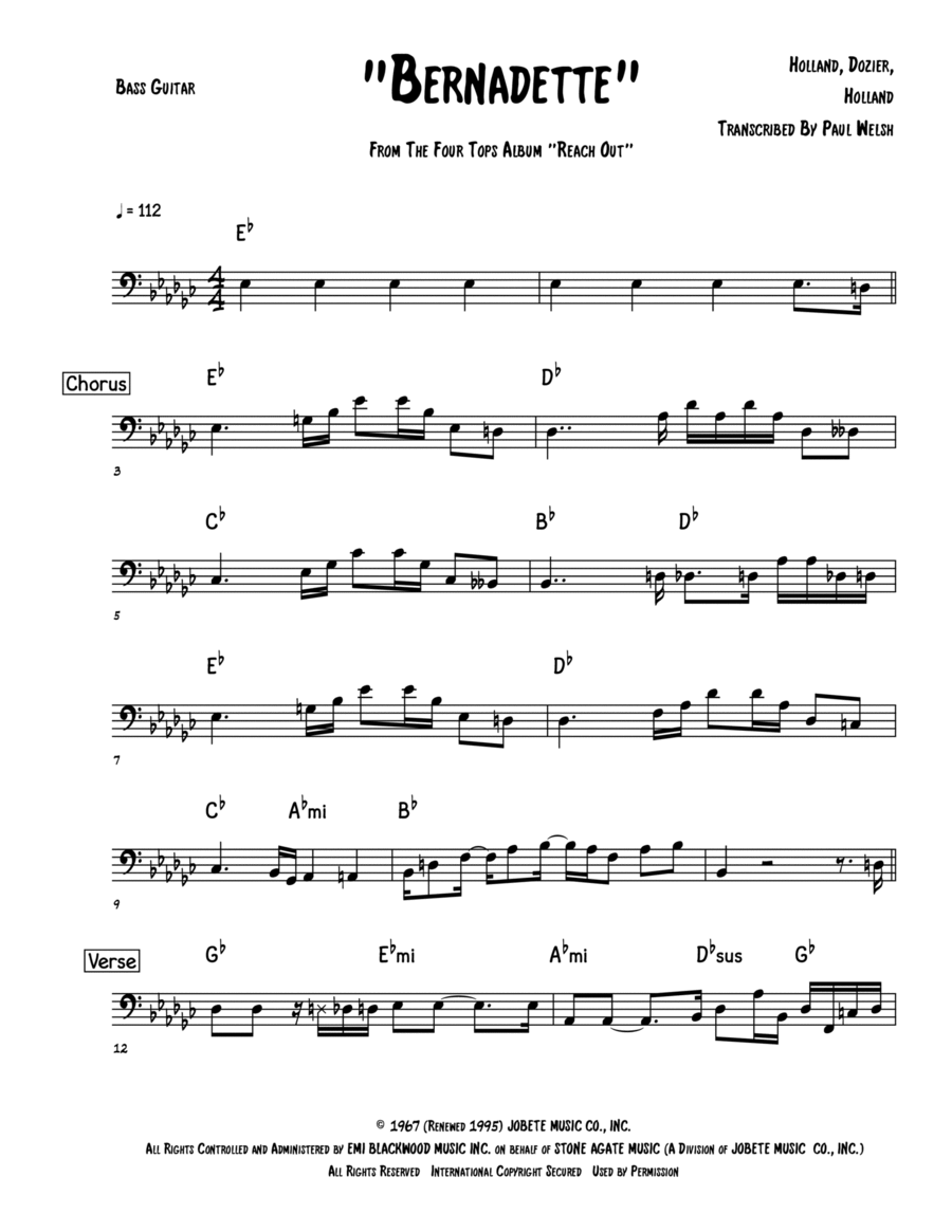 Bernadette Bass Guitar scores gallery preview page 1