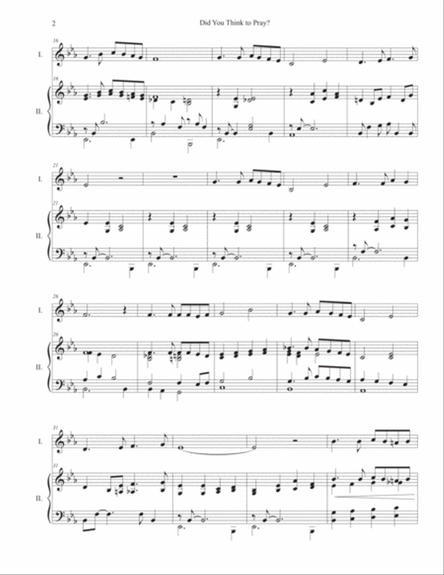 Did You Think to Pray? - easy piano duet Easy Piano scores gallery preview page 2