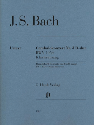 Book cover for Harpsichord Concerto No. 3 in D Major, BWV 1054