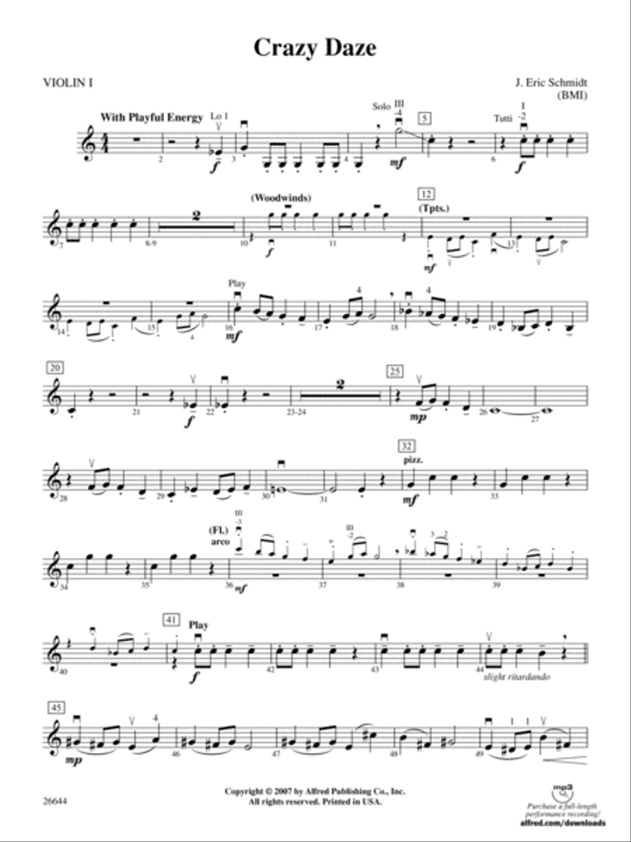 Crazy Daze: 1st Violin Full Orchestra scores gallery preview page 1