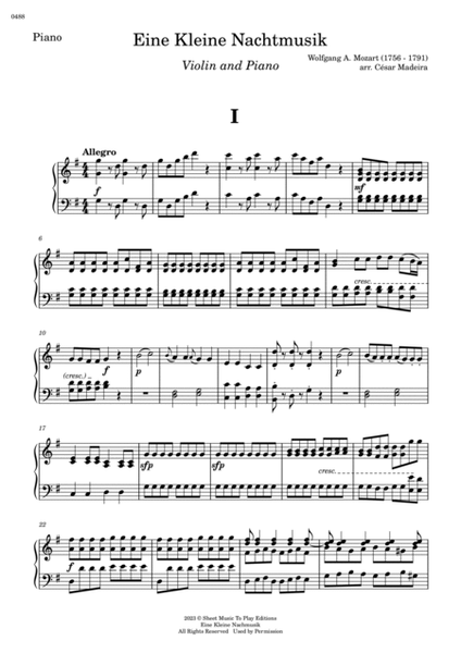 Eine Kleine Nachtmusik (1 mov.) - Violin and Piano (Individual Parts) image number null