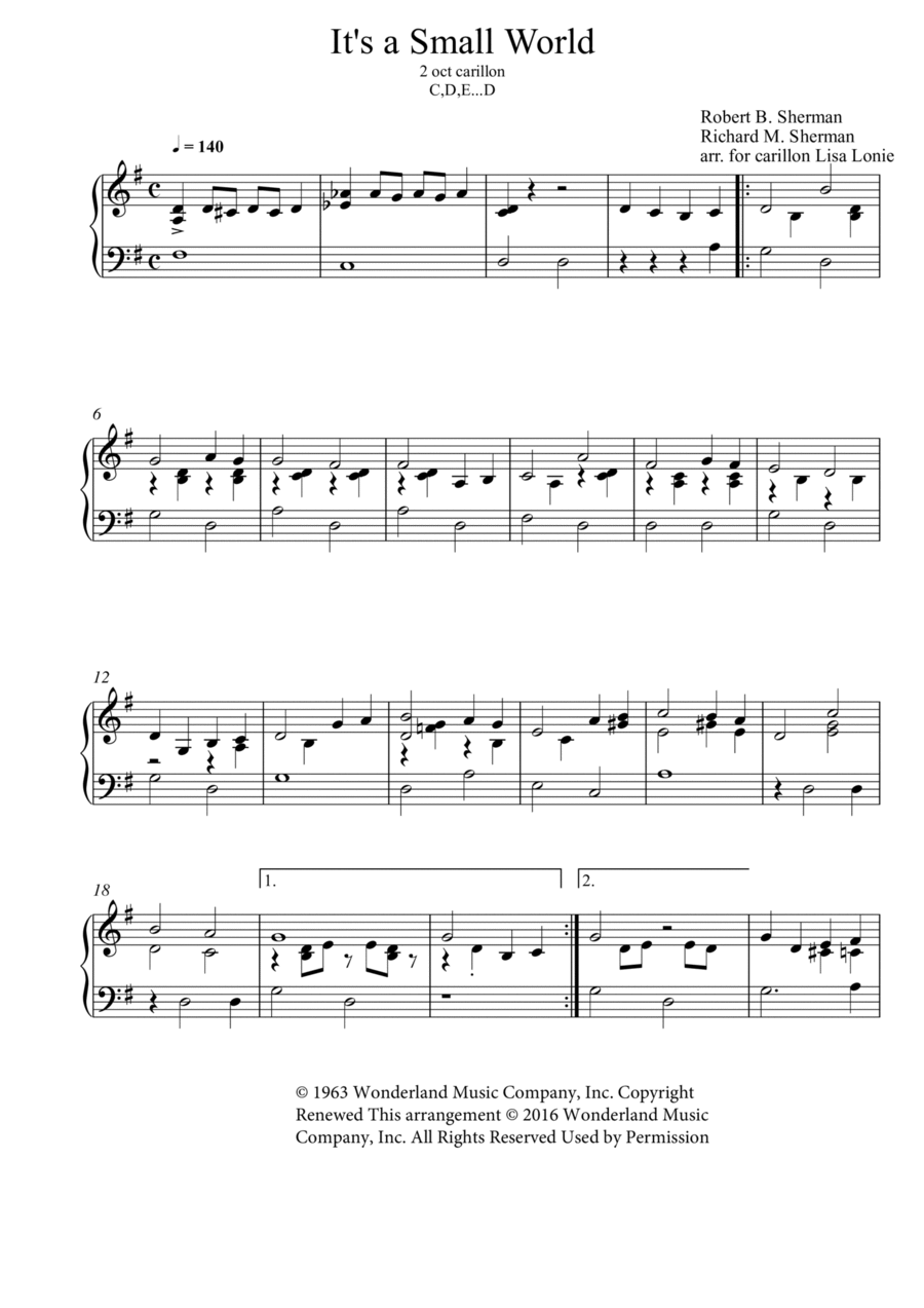 It's A Small World Carillon scores gallery preview page 1