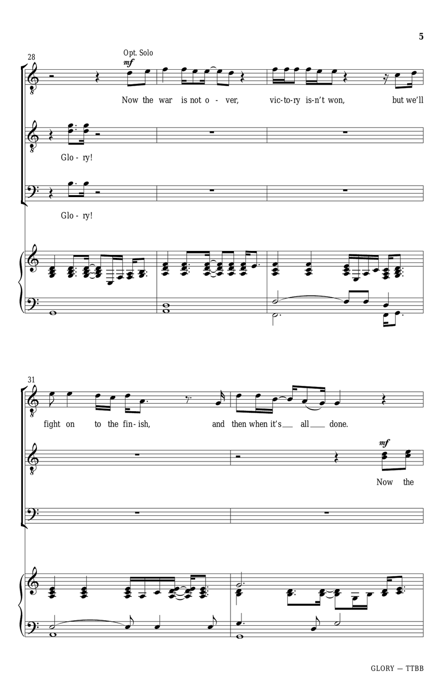 Glory (from Selma) (arr. Eugene Rogers) TTBB scores gallery preview page 5