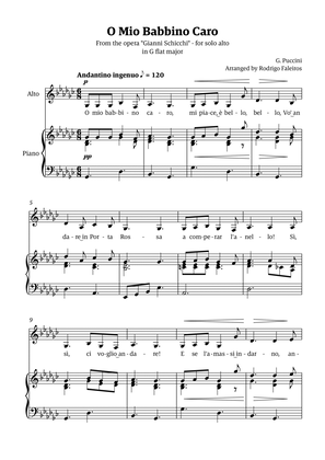 O Mio Babbino Caro - for alto (in G flat major)