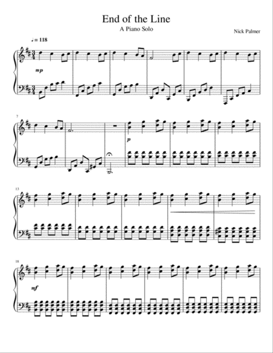 End of the Line End of the Line Piano Solo scores gallery preview page 1