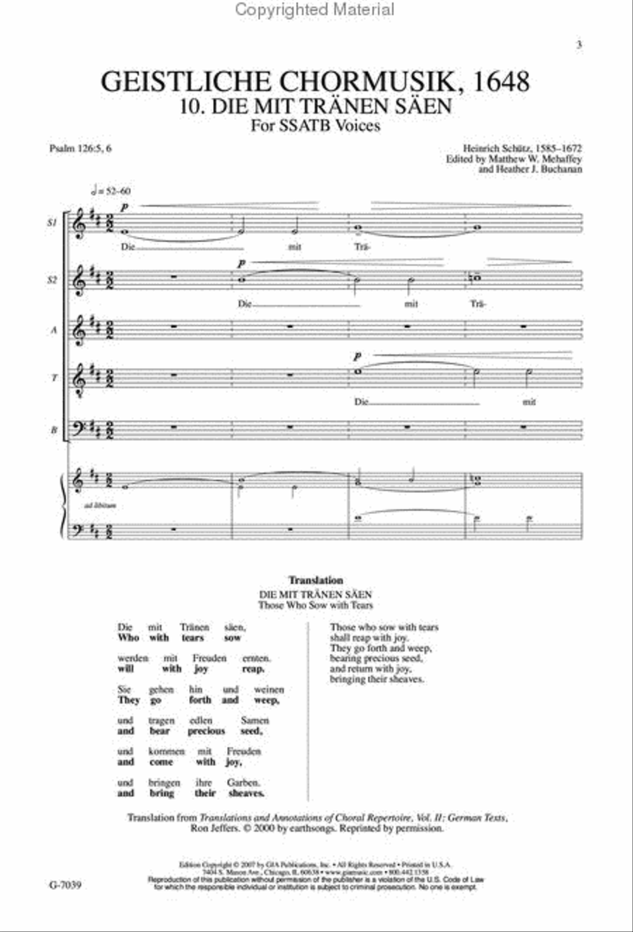 Geistliche Chormusik: Die mit Tränen säen SSATB scores gallery preview page 2