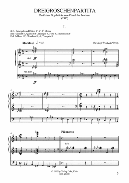 Dreigroschenpartita (1995) -Drei kurze Orgelstücke zum Choral des Peachum-